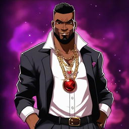 Create an image of an adult black gangster who is also a Human space Druid