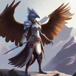 Create an image of an Aarakocra female fighter