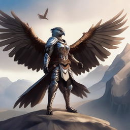 Create an image of an Aarakocra female fighter