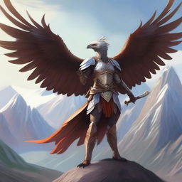 Create an image of an Aarakocra female fighter