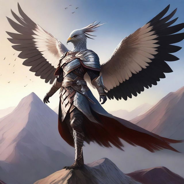 Create an image of an Aarakocra female fighter