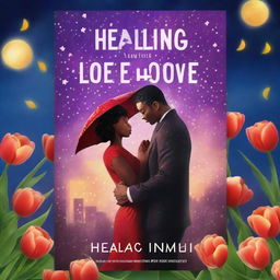 Create a book cover for the novel titled 'Healing Touch of Love' by author MOON