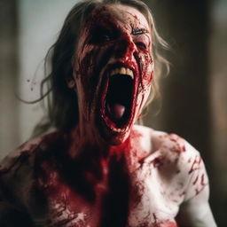 A bloody and gory Halloween horror scene set in October