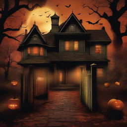 A terrifying October Halloween scene filled with horror elements