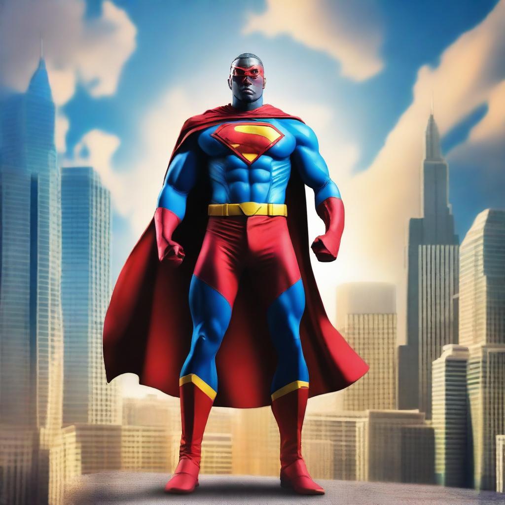 Create an image of a person transformed into a superhero