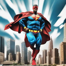 Create an image of a person transformed into a superhero