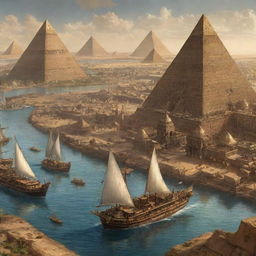 A steampunk-inspired depiction of Sudan, showcasing the Nile River with steampunk vessels, sun-bleached pyramids meshing with intricate gears, and Khartoum transformed by incredible mechanical marvels.