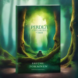 Create a captivating book cover featuring a mystical forest with a hidden ancient temple