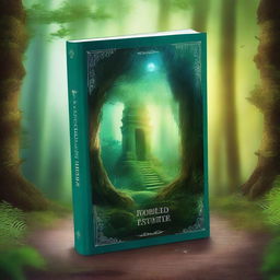 Create a captivating book cover featuring a mystical forest with a hidden ancient temple