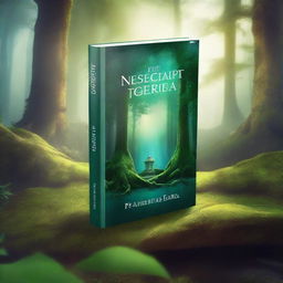 Create a captivating book cover featuring a mystical forest with a hidden ancient temple