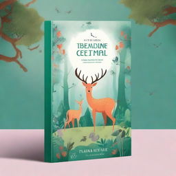 Create a captivating book cover featuring a mystical forest with enchanted creatures