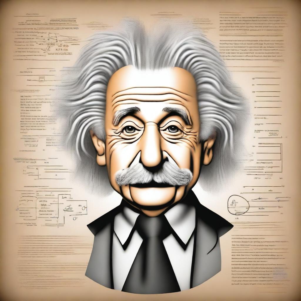 Create an image of Albert Einstein, the brilliant scientist, showcasing his iconic wild hair and thoughtful expression