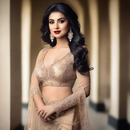 A stunning and glamorous portrait of Chandni Sharma in a fashionable and elegant outfit