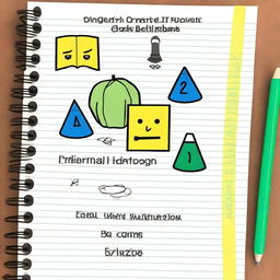 Create a cover page for a math notebook
