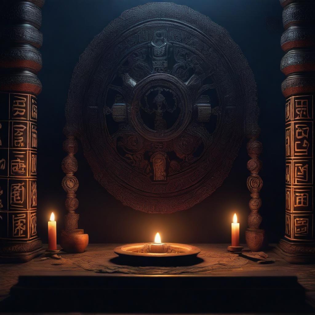 A mystical and eerie scene depicting the Bengali black magic Mohini spell mantra