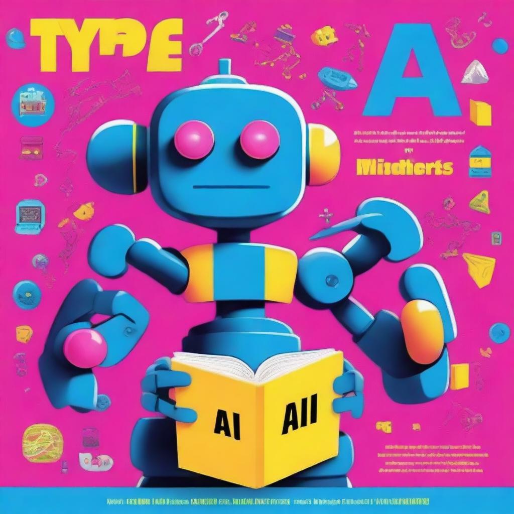 A colorful and engaging book cover titled 'Types of AI for Teens' by Aditya Mahajan