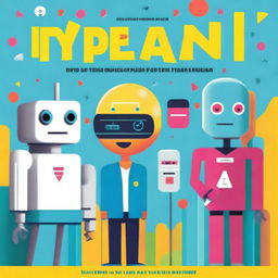 A colorful and engaging book cover titled 'Types of AI for Teens in English for Boys' by Aditya Mahajan