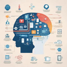 A detailed illustration showcasing various types of artificial intelligence, including machine learning, neural networks, and natural language processing