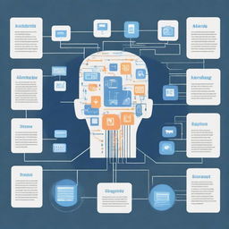 A detailed illustration showcasing various types of artificial intelligence, including machine learning, neural networks, and natural language processing