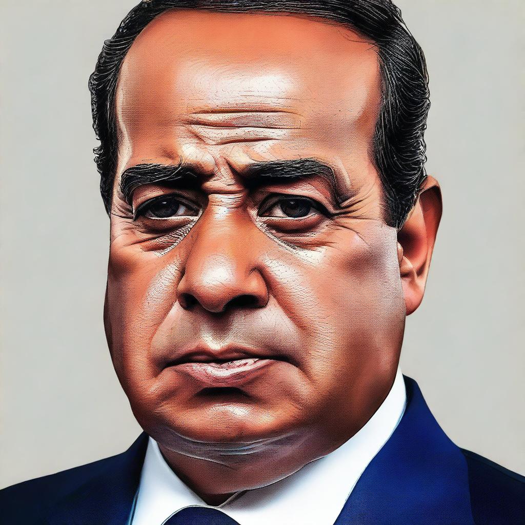 A detailed and realistic image of President Sisi with tears in his eyes, showing a moment of deep emotion and vulnerability