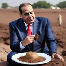 A controversial and provocative image of President Sisi depicted eating manure