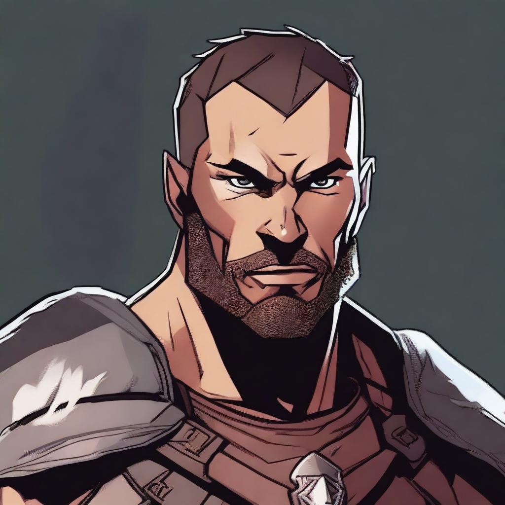 A portrait of a 35-year-old male ex-military warrior for Dungeons and Dragons