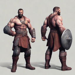 A full-body image of a 35-year-old male ex-military warrior for Dungeons and Dragons