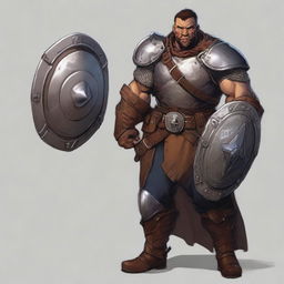 A full-body image of a 35-year-old male ex-military warrior for Dungeons and Dragons