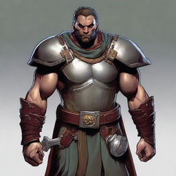 A full-body image of a 35-year-old male ex-military warrior for Dungeons and Dragons