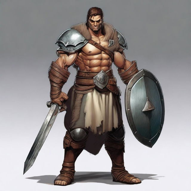 A full-body image of a male warrior for Dungeons and Dragons