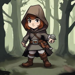 A detailed illustration of a female gnome rogue character for Dungeons & Dragons