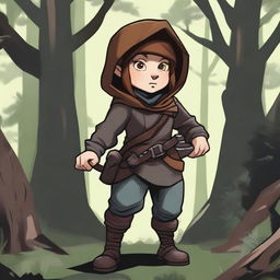 A detailed illustration of a female gnome rogue character for Dungeons & Dragons