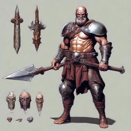 Una imagen de cuerpo completo de un guerrero humano exmilitar de 35 años para Dungeons and Dragons