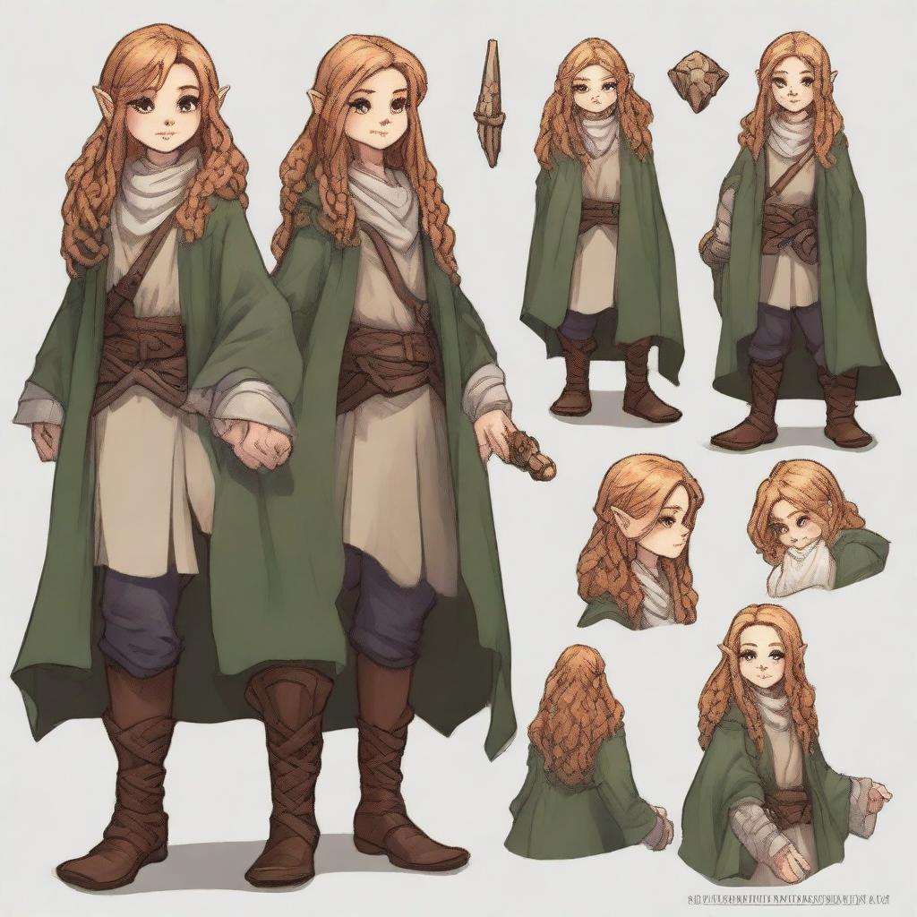 Create detailed character art of a gnome woman in the Rogue class for Dungeons and Dragons