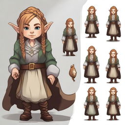 Create detailed character art of a gnome woman in the Rogue class for Dungeons and Dragons