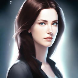 A profile image of a white girl with dark brown hair, shown from the side