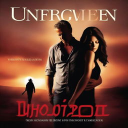 Create a mature romance book cover with the title 'Unforgiven'