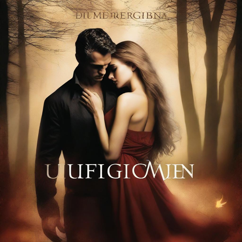 Create a mature, provocative romance book cover with the title 'Unforgiven' in a fantasy style