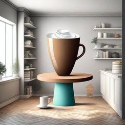 An image featuring a giant object in a normal-sized environment