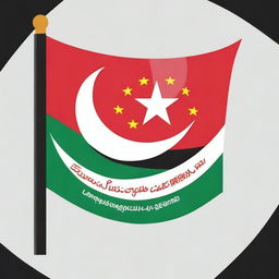 A flag representing Aceh Merdeka with a star and crescent moon, accompanied by the text 'Udep Saree Matee Syahid'