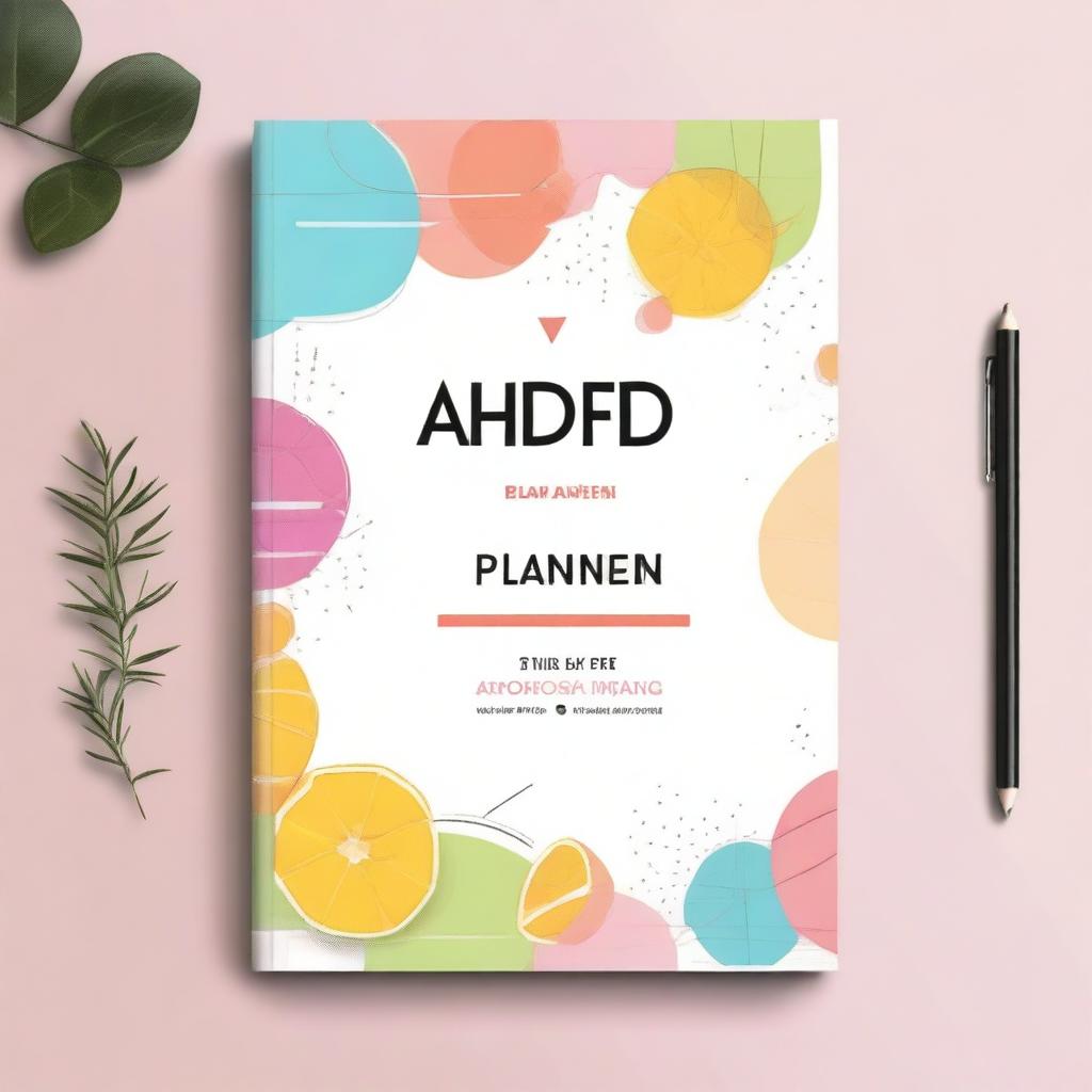 Create a visually appealing cover for a PDF planner titled 'ADHD Planner Hyperlinked'