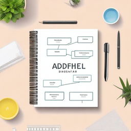 Create a visually appealing cover for a PDF planner titled 'ADHD Planner Hyperlinked'