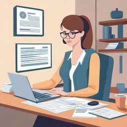 An illustration showing a small business owner working on budgeting and financial planning