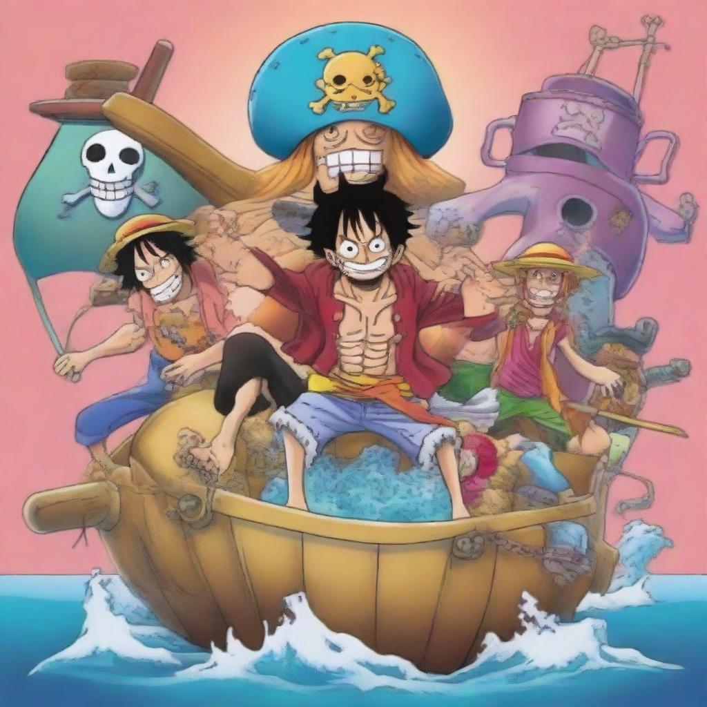 Create a vibrant image featuring characters from the One Piece universe