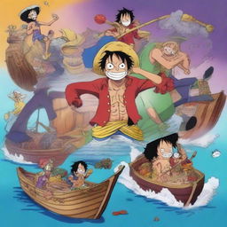 Create a vibrant image featuring characters from the One Piece universe