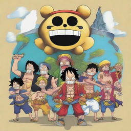 Create a vibrant image featuring characters from the One Piece universe