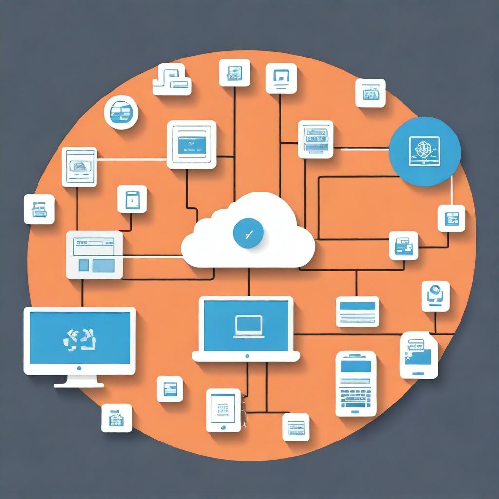 Create a simple illustration showing a network of IoT devices interconnected through the internet