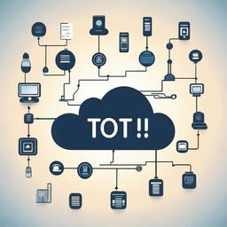 Create a simple vector illustration showing a network of IoT devices interconnected through the internet