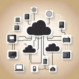 Create a simple vector illustration showing a network of IoT devices interconnected through the internet