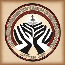 An image depicting hands joined together as a symbol of family unity, with Jesus at the center of the union